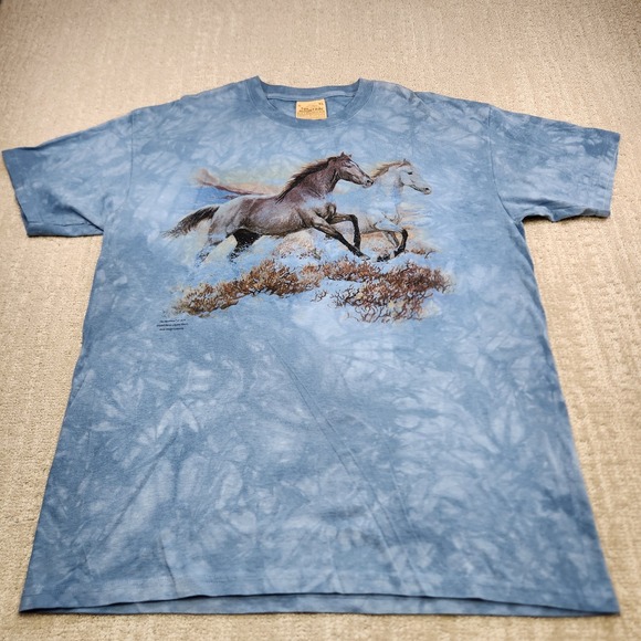Vintage The Mountain Shirt Adult XL Tie Dye Horse Nature Tee Y2K Blue USA - Picture 2 of 8